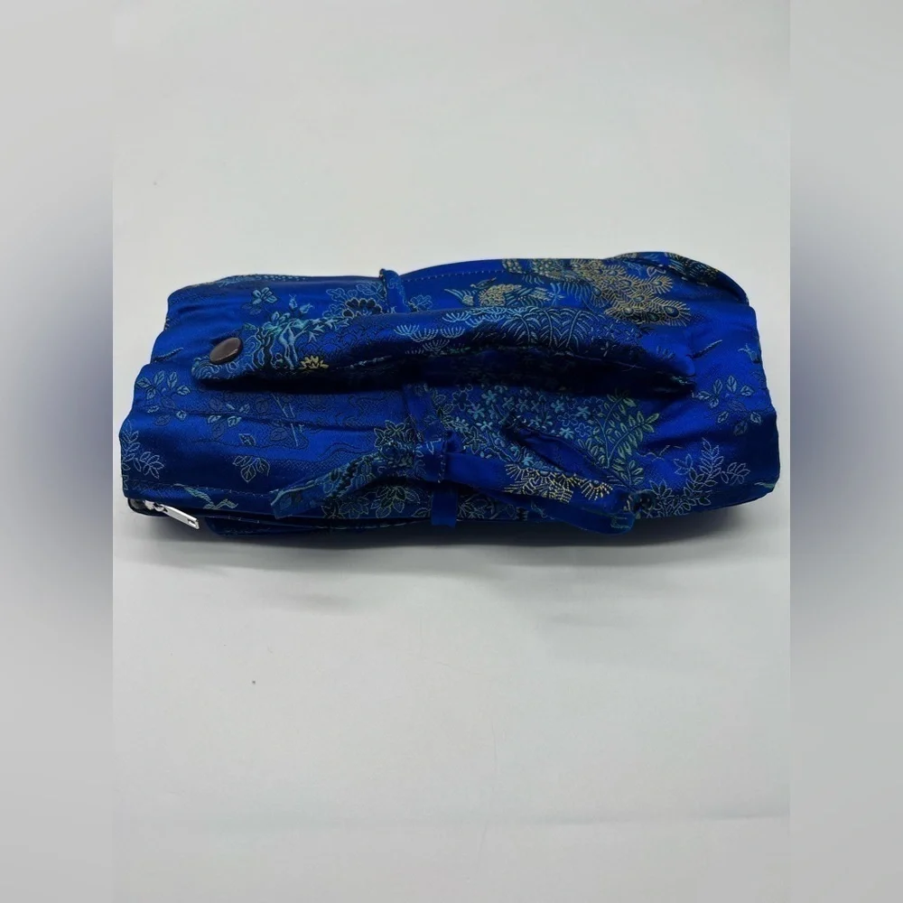 Swhiteme Silk Brocade Jewelry Roll blue